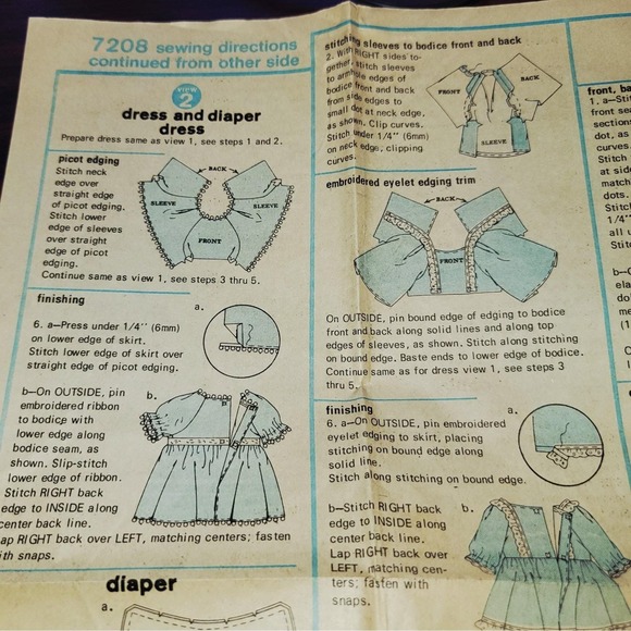 Vintage Simplicity 7208 Baby Doll Clothes Sewing Pattern 17–18" 70s - Picture 4 of 9